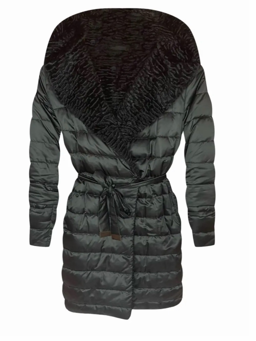 MaxMara Black Puffer Coat with Textured Collar